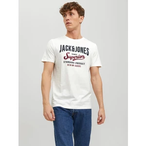 Jack&Jones Pánské triko JJELOGO Regular Fit 12220500 Cloud Dancer S