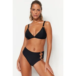 Trendyol Black Accessorized High Waist Bikini Bottoms With Regular Legs