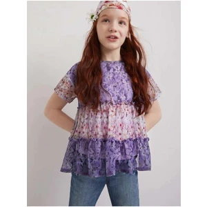 Light purple girly floral T-shirt Desigual Helm - Girls