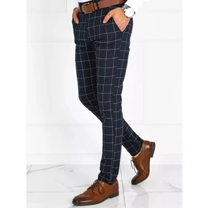 Dstreet UX3674 navy blue checked chino trousers