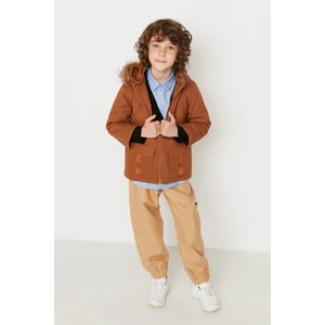 Trendyol Brown Hooded Boys Coat