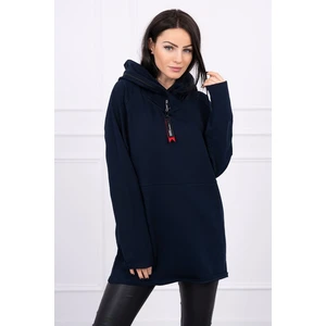 Tunic with a zipper on the hood Oversize navy blue