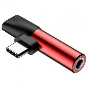 Baseus L41 redukcia USB-C/AUX+USB-C (samica), červená