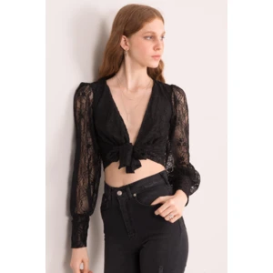 BSL Black blouse with lace sleeves