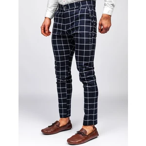 Pantaloni bleumarin chinos în carouri Bolf 0002