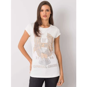 Ecru women's t-shirt with application