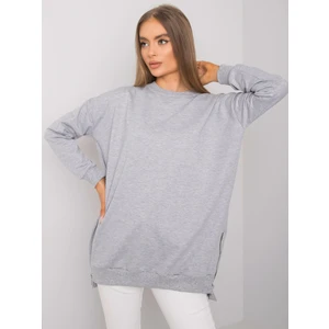 Women's gray melange tunic with zip fastening