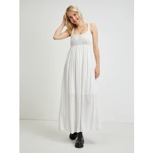 White maxi dress with decorative detail CAMAIEU - Women