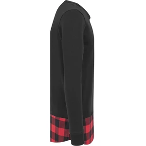 Long Flanell Bottom Open Edge Crewneck blk/blk/red