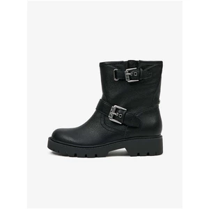 Black Women's Ankle Boots with Guess Decorative Straps - Women