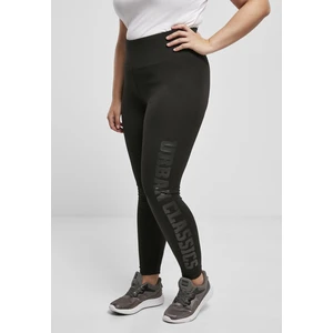 Ladies High Waist Branded Leggings Black/black