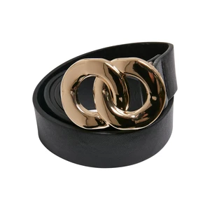 Women's belt with buckle made of synthetic leather black/gold