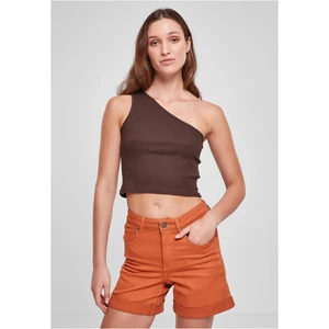 Women's cropped asymmetrical top brown