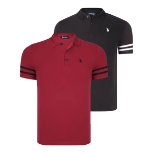 DOUBLE SET T8585 DEWBERRY MEN'S T-SHIRT-BLACK WHITE-BURGUNDY