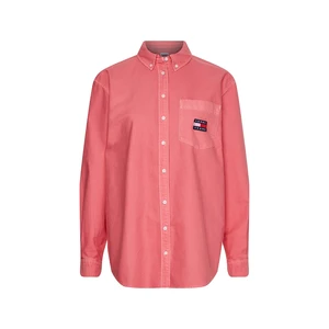 Tommy Jeans Košeľa - TJW BADGE BOYFRIEND SHIRT ružová