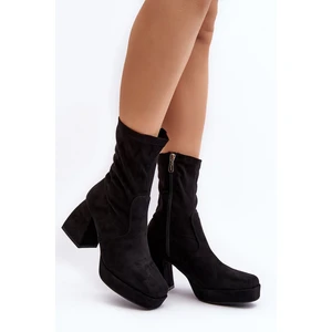 Black Adelles women's ankle boots with massive heels and platform