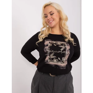 Lady's black blouse plus size with patch