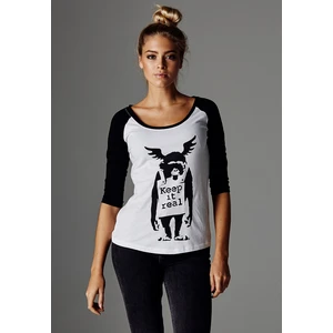 Women's T-shirt Banksy ́s Graffiti Ape Raglan Wht/blk