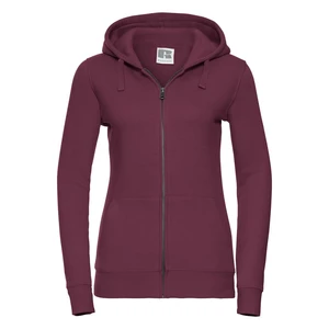 Burgundy women's sweatshirt with hood and zipper Authentic Russell