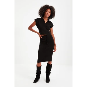 Trendyol Black Polo Collar Dzianina Bottom-Top Suit