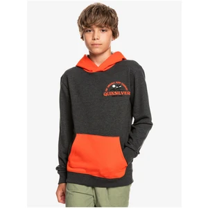 Orange-Grey Boys Brindle Hoodie Quiksilver Open Spot - Boys