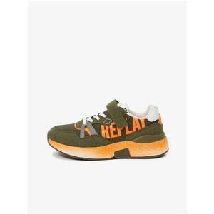 Orange-green children's sneakers with details in suede Replay - Girls