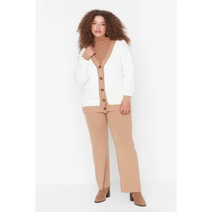 Trendyol Curve Plus Size Two-Piece Set - Ecru - Relaxed fit