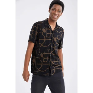 DEFACTO Regular Fit Printed Viscose Short Sleeve Shirt