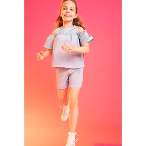 DEFACTO Girl Short Sleeve Cut Out Blouse & Mini Short Set