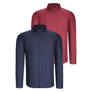 DUAL SET G725 DEWBERRY MENS SHIRT-NAVY BLUE- BURGUNDY