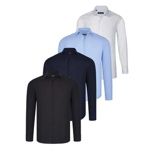 QUAD SET G726 DEWBERRY SHIRT-BLACK-WHITE-NAVY BLUE-BLUE