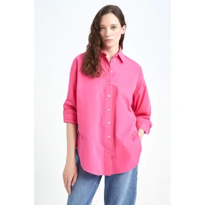 DEFACTO Oversize Fit Shirt Collar Poplin Long Sleeve Tunic