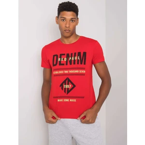 Men's red cotton t-shirt with print