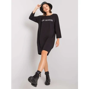 Black cotton dress with an inscription