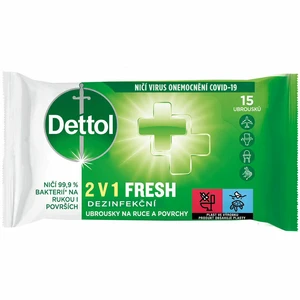 Dettol Dezinfekčné obrúsky 2v1 na ruky a povrchy 15 ks