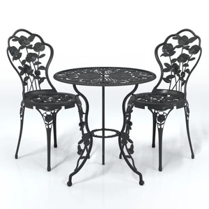 Záhradný bistro set 3 ks liaty hliník Dekorhome Čierna,Záhradný bistro set 3 ks liaty hliník Dekorhome Čierna