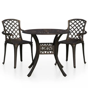 Záhradný bistro set 3 ks liaty hliník Dekorhome Bronzová,Záhradný bistro set 3 ks liaty hliník Dekorhome Bronzová