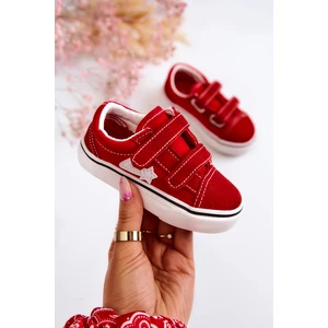 Classic Children's Sneakers With Velcro Red Phiris