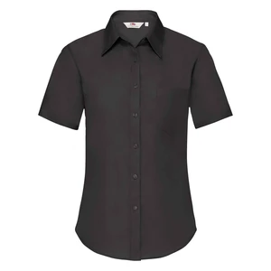 Black Poplin Shirt With Short Sleeves Fruit Of The Loom