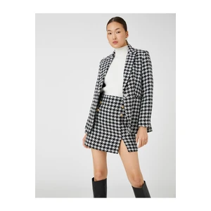 Koton Blazer Tweed Jacket One-Button Pocket Detailed