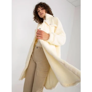 Ecru long fur collared shirt RUE PARIS