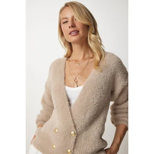 Happiness İstanbul Women's Beige Soft Beard Knitwear Cardigan