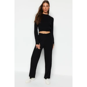 Trendyol Black Crop Corduroy Sweater Bottom-Top Set