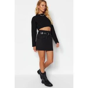 Trendyol Black Belted Mini Woven Skirt with Pocket Detail