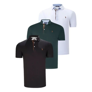 TRIPLE SET T8582 DEWBERRY MENS T-SHIRT-BLACK-WHITE-GREEN