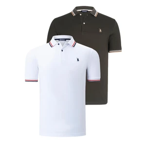 DUAL SET T8594 DEWBERRY MENS T-SHIRT-WHITE-KHAKI