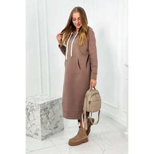 Long dress with mocca hood