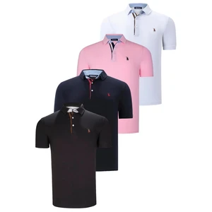 QUAD SET T8582 DEWBERRY MENS T-SHIRT-BLACK-WHITE-NAVY BLUE-PINK