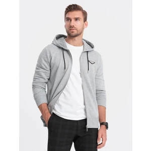 Ombre Men's unbuttoned hooded sweatshirt - grey melange