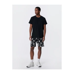 Koton Shorts with Lace-Up Waist Skull Print, Pocket Detail, Slim Fit.